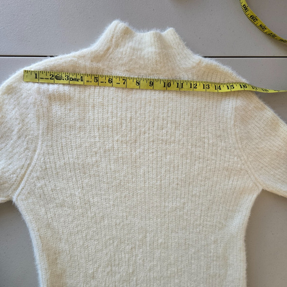 Marled Sweater Women's L Cream Mock Neck Soft Elegant Long Sleeve Fuzzy - Picture 13 of 16